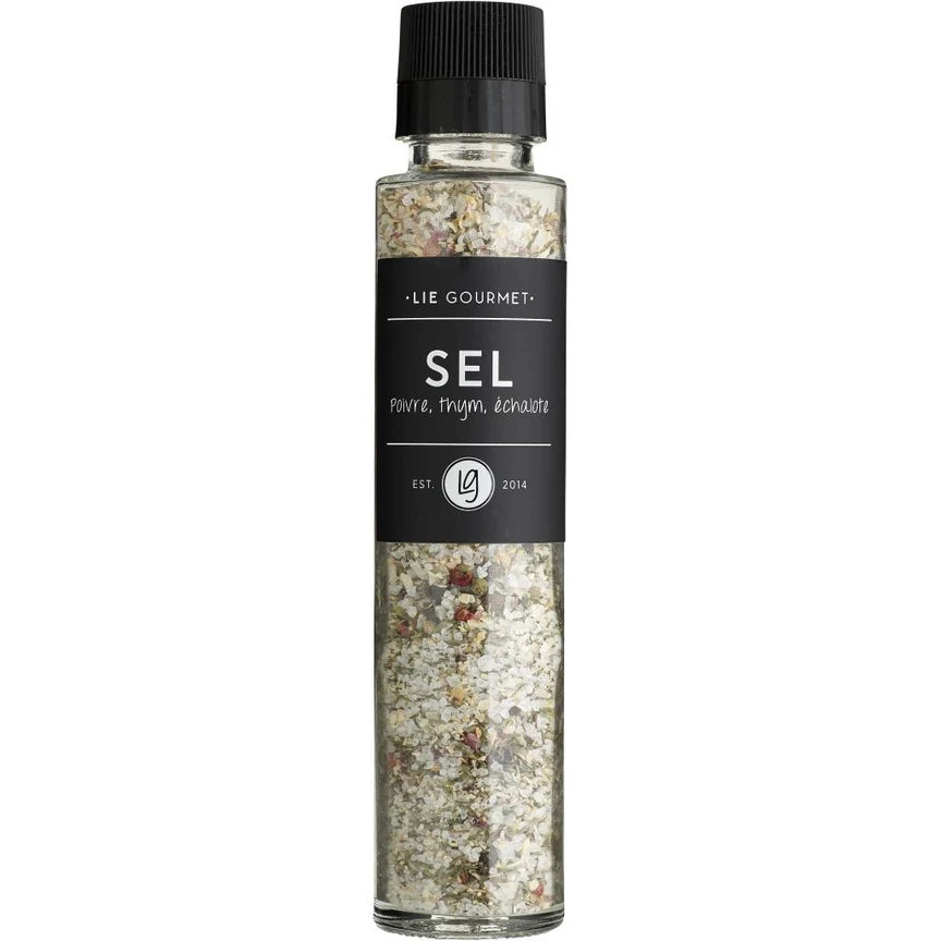 Salz mit Thymian, Schalotten und Knoblauch in der Mühle, LIE Gourmet