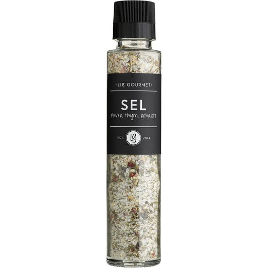 Salz mit Thymian, Schalotten und Knoblauch in der Mühle, LIE Gourmet