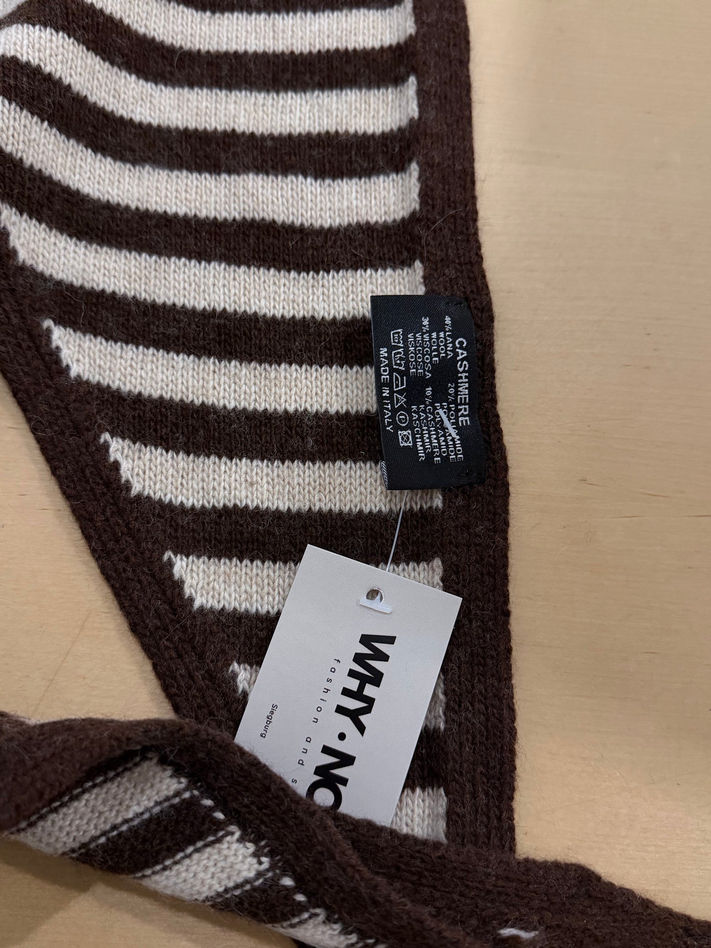 Dreieckstuch gestreift Braun und Creme