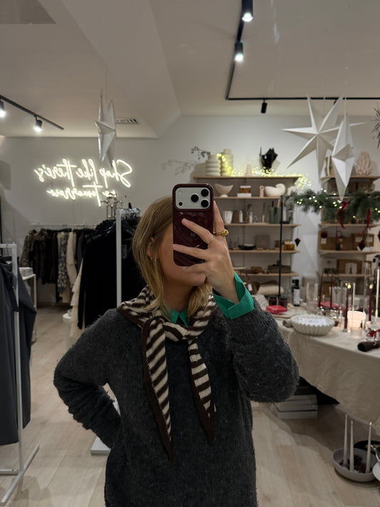 Dreieckstuch gestreift Braun und Creme