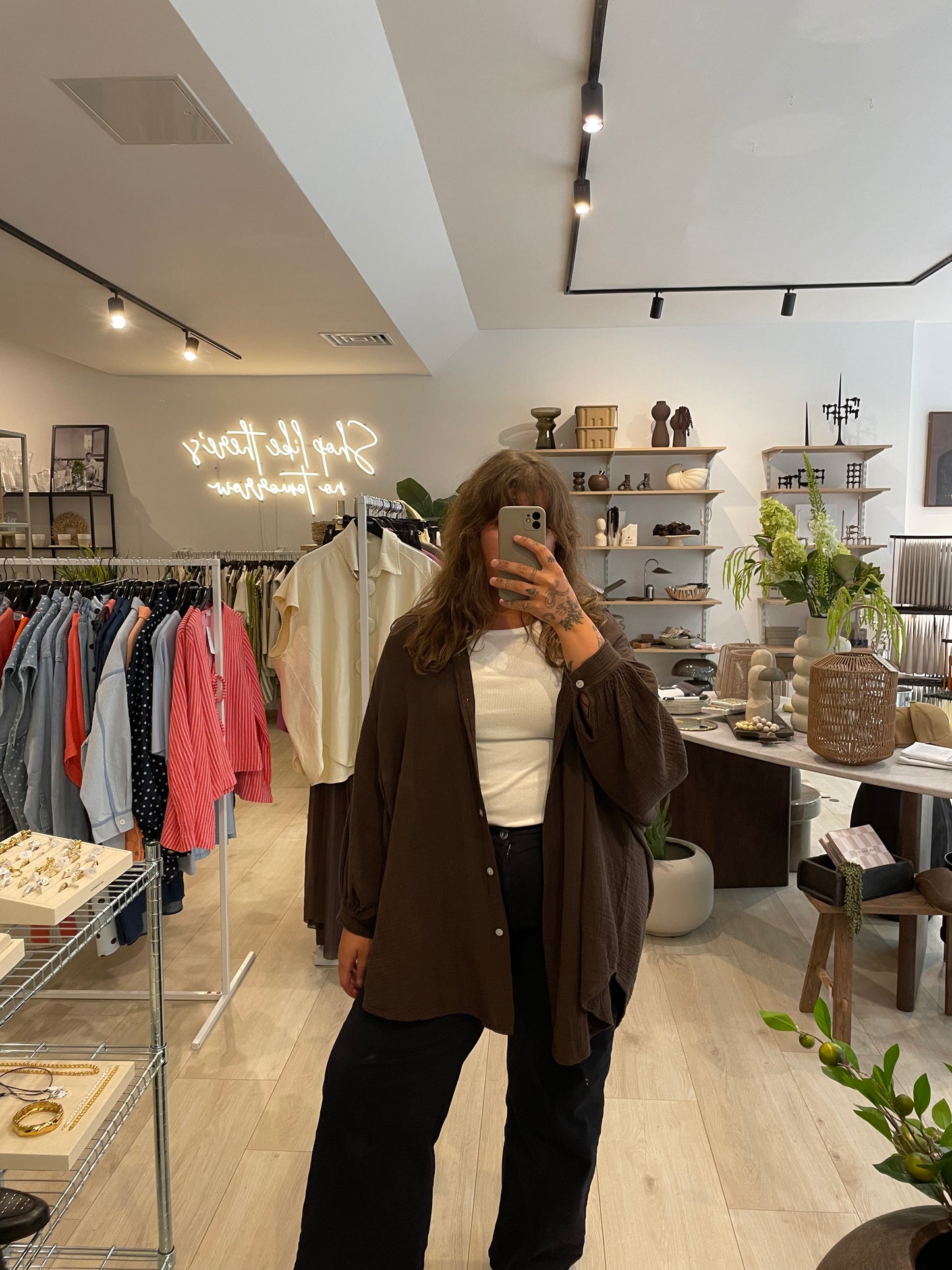 Musselin Hemd oversized braun
