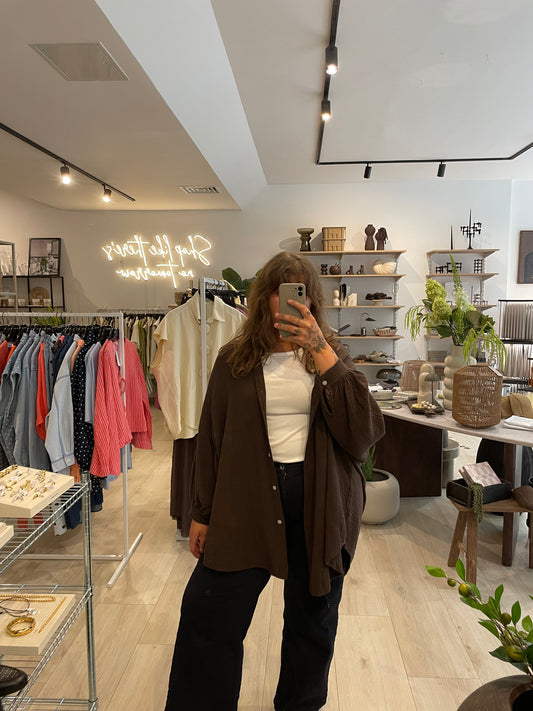 Musselin Hemd oversized braun
