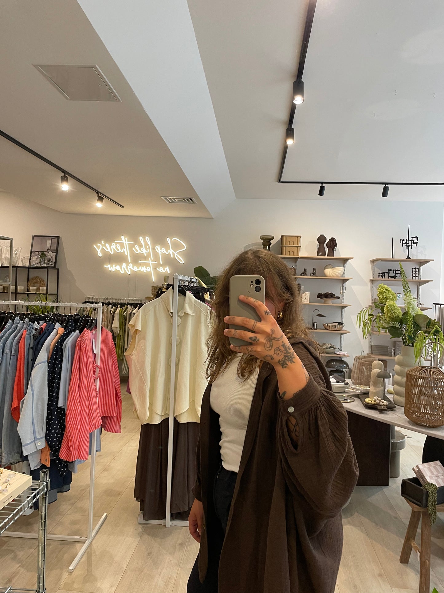 Musselin Hemd oversized braun