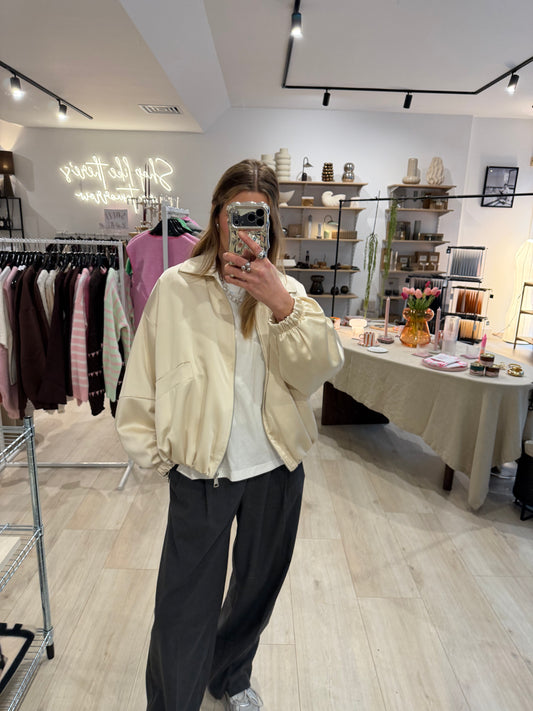 Satinbomber beige