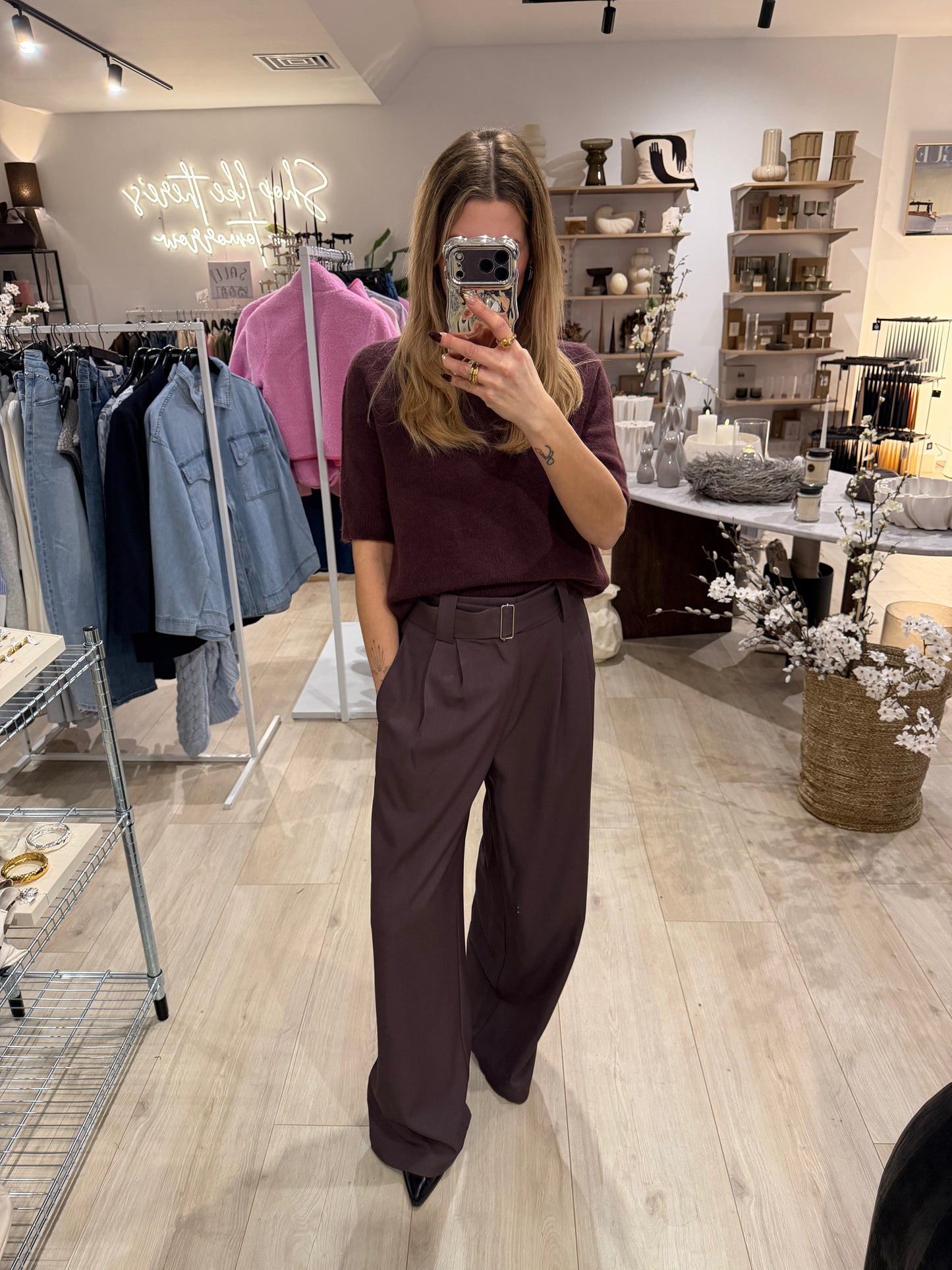Alpaka Halbarmshirt Plum