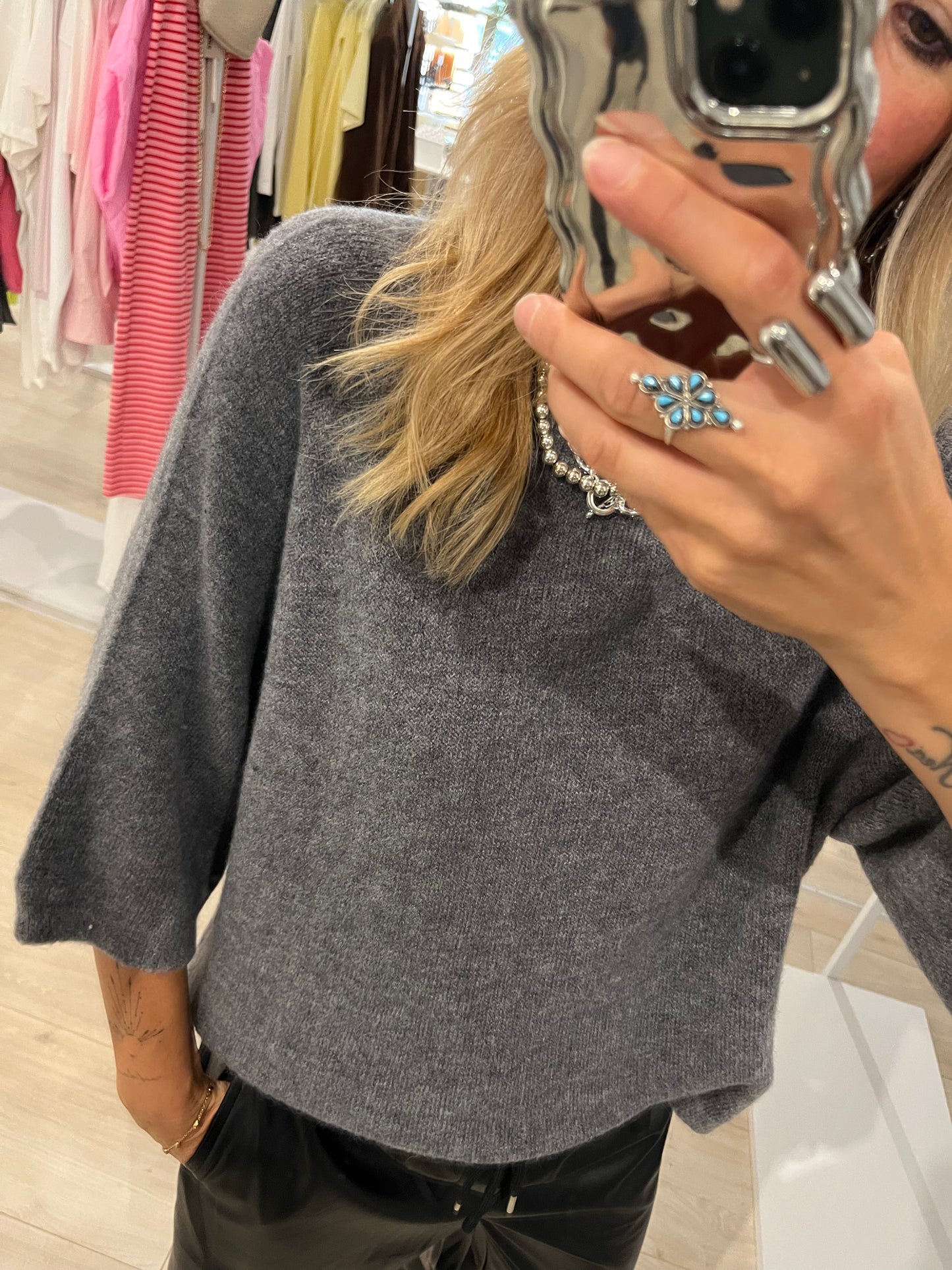 Alpaka Kurzarmshirt grau
