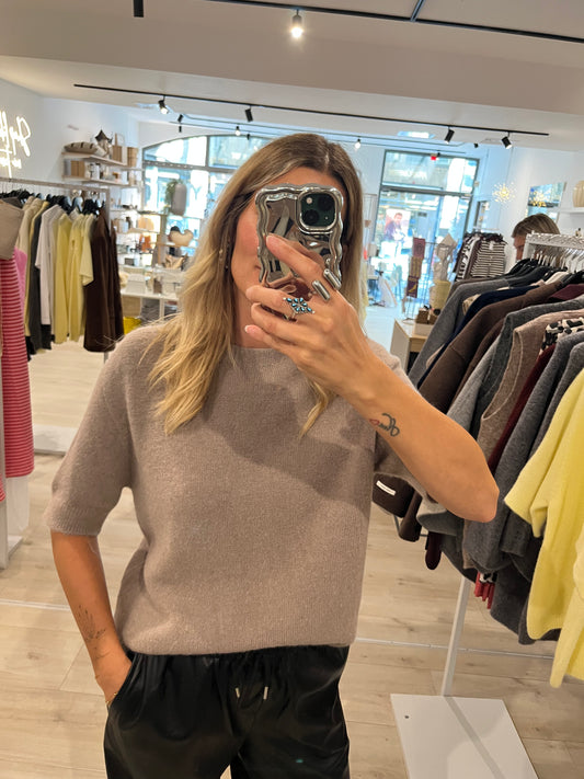 Alpaka Kurzarmshirt taupe