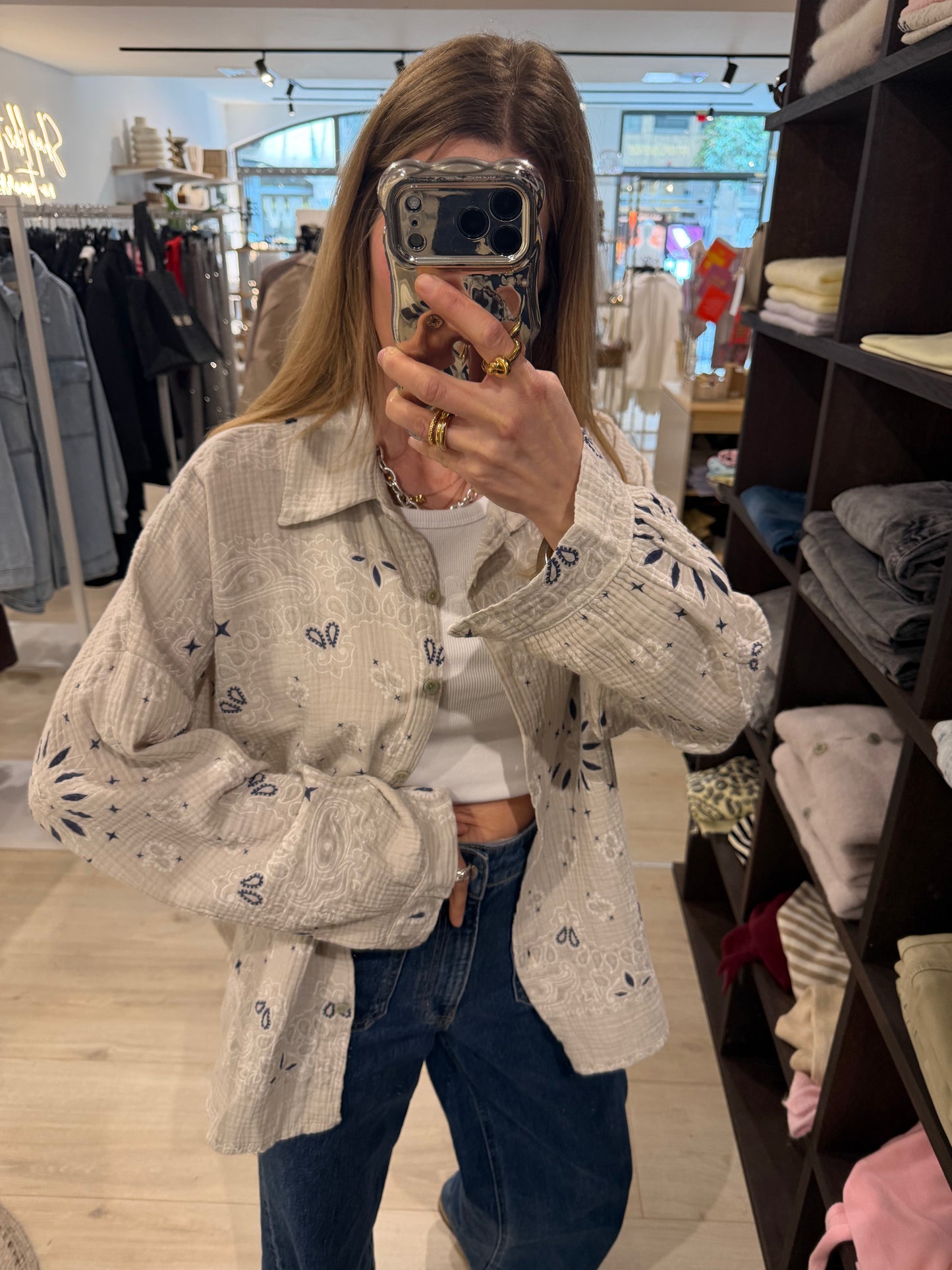 Musselinset Paisely beige