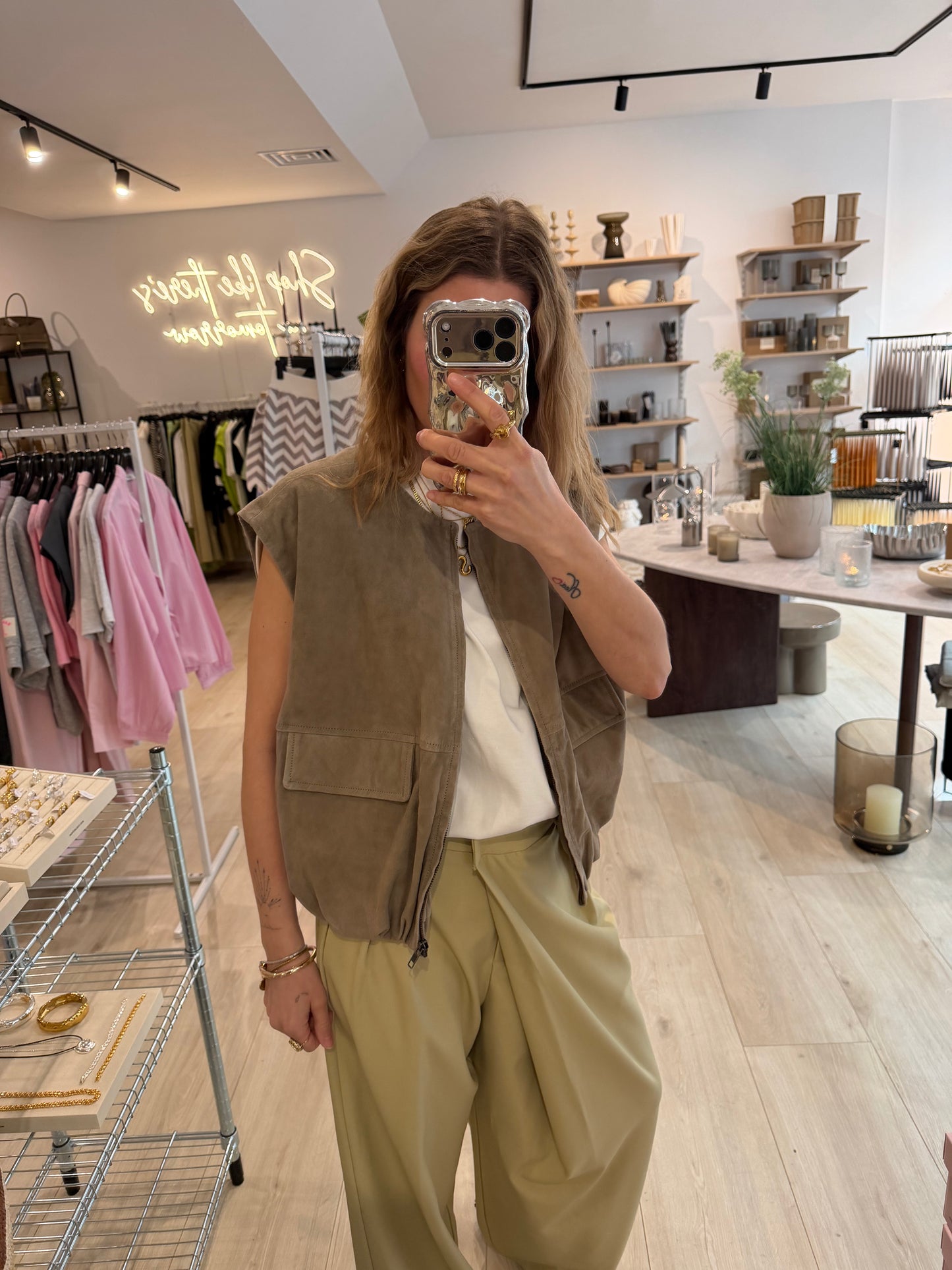 Weste Wildleder taupe