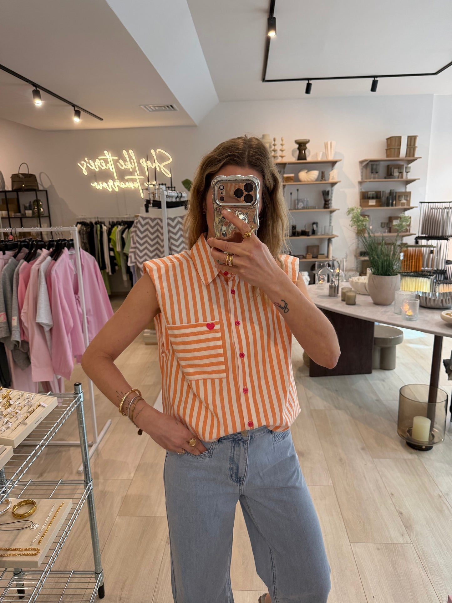 Bluse Stripes orange