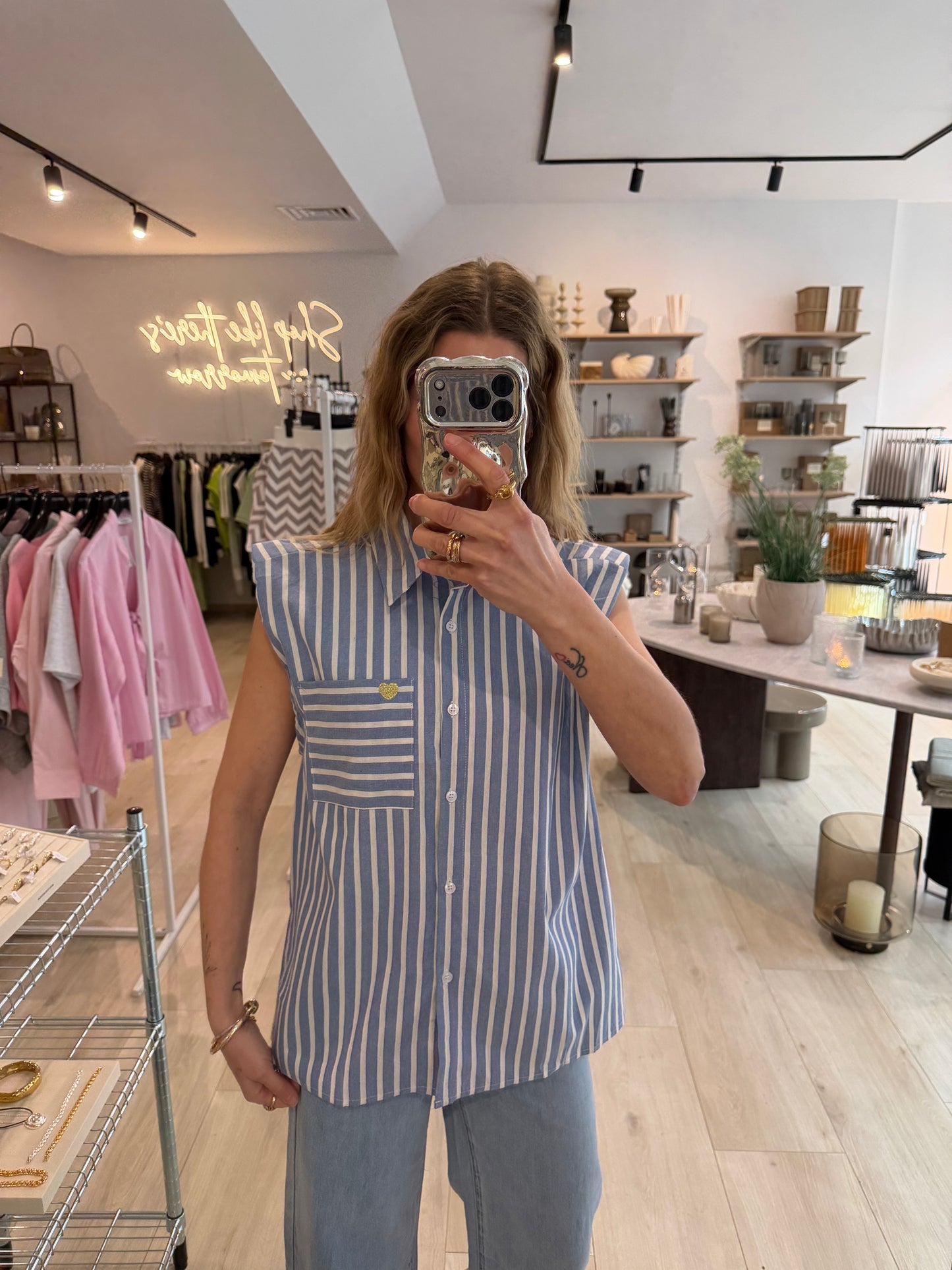 Bluse stripes blau