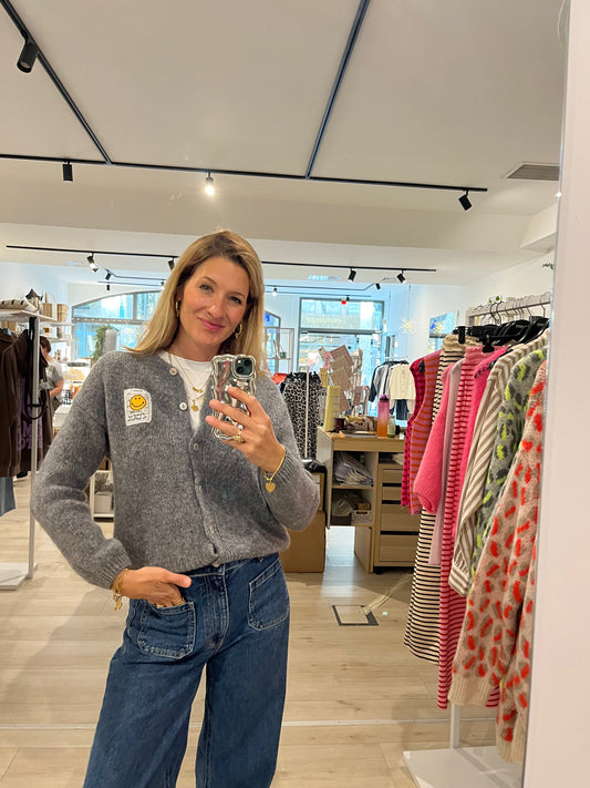 Mohair Cardigan Smiley grau
