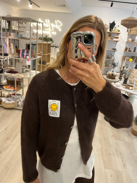 Mohair  Cardigan smiley Braun