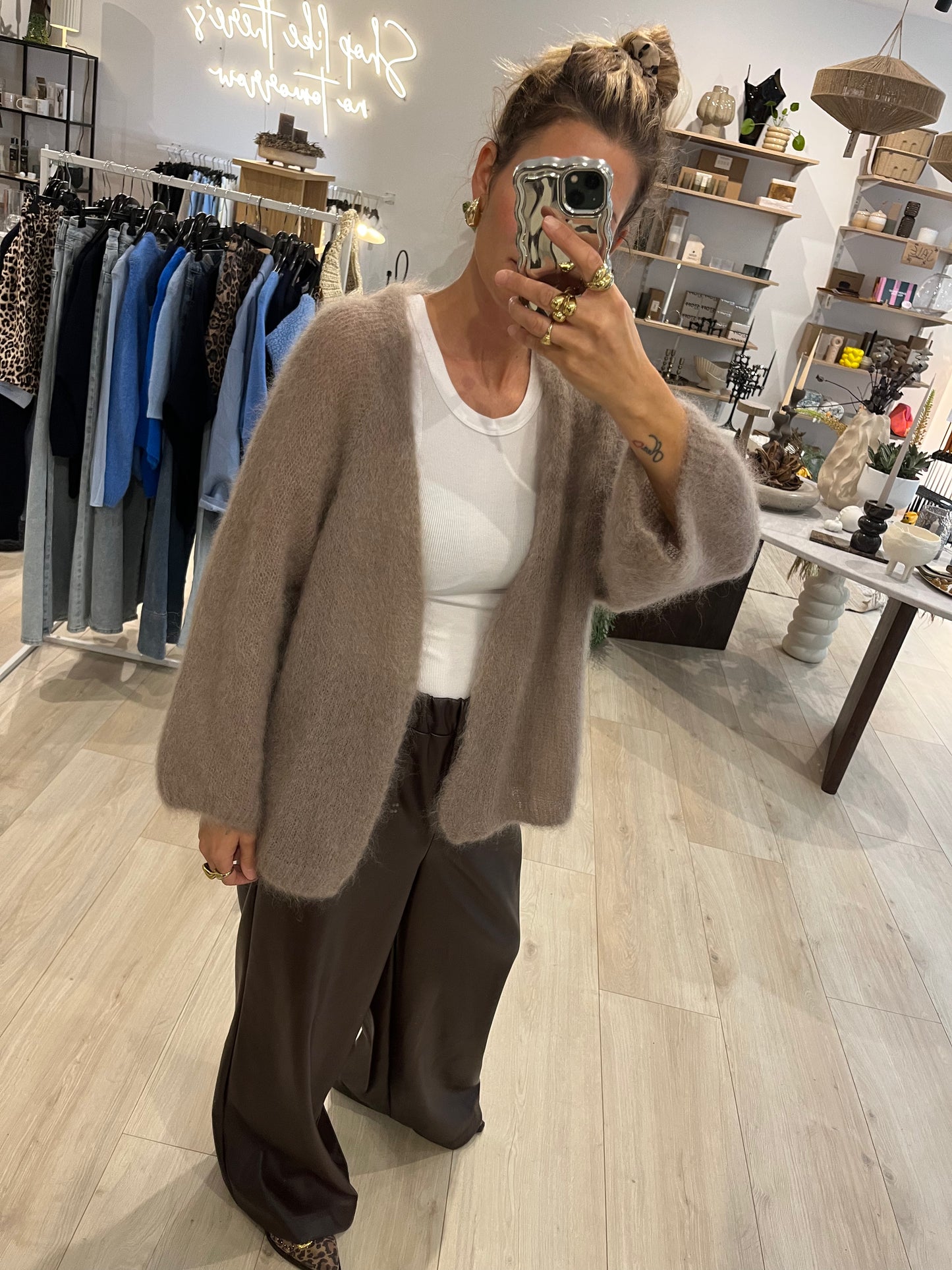 Mohair Cardigan Taupe