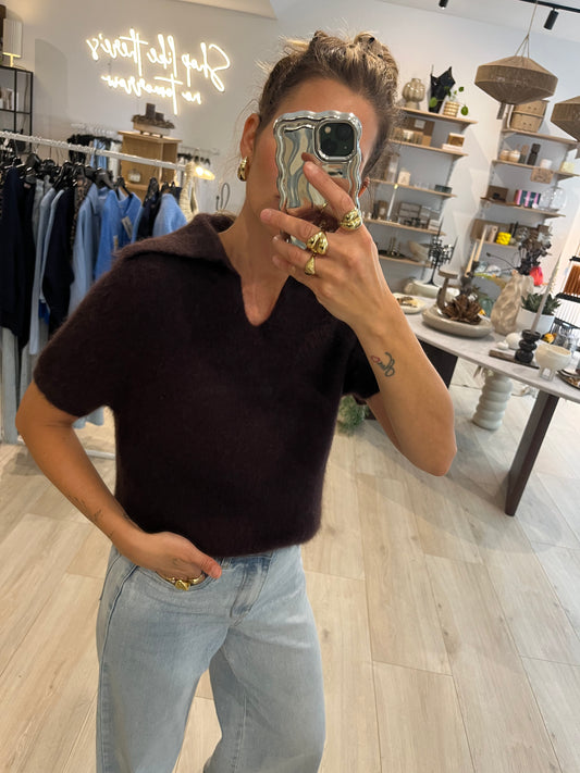 Merino Poloshirt braun