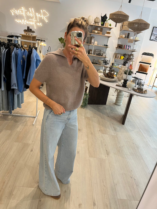Merino Poloshirt taupe