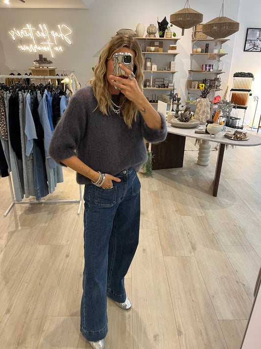 Mohair Halbarmshirt grau