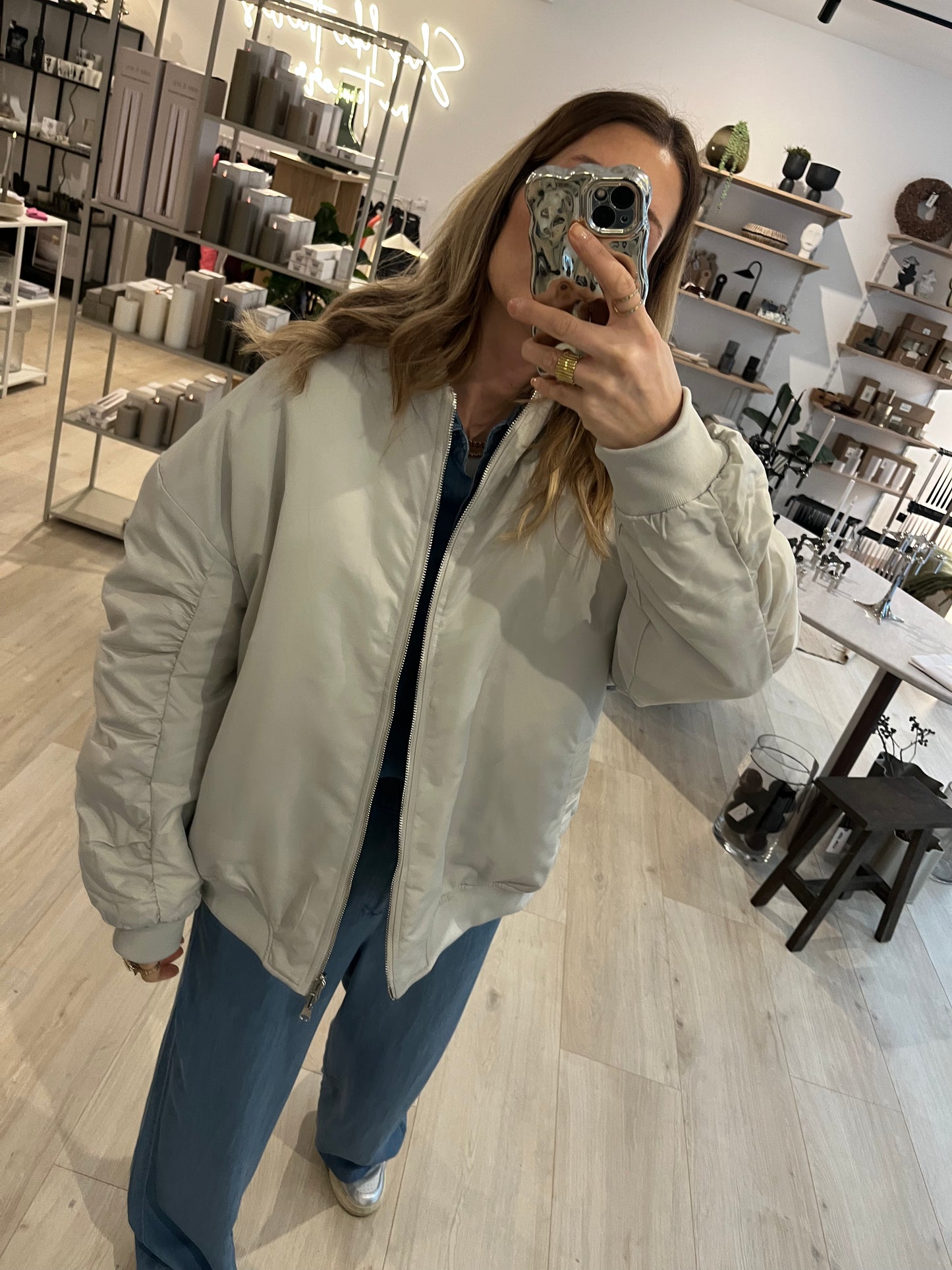 Leo Bomberjacke oversized light grey