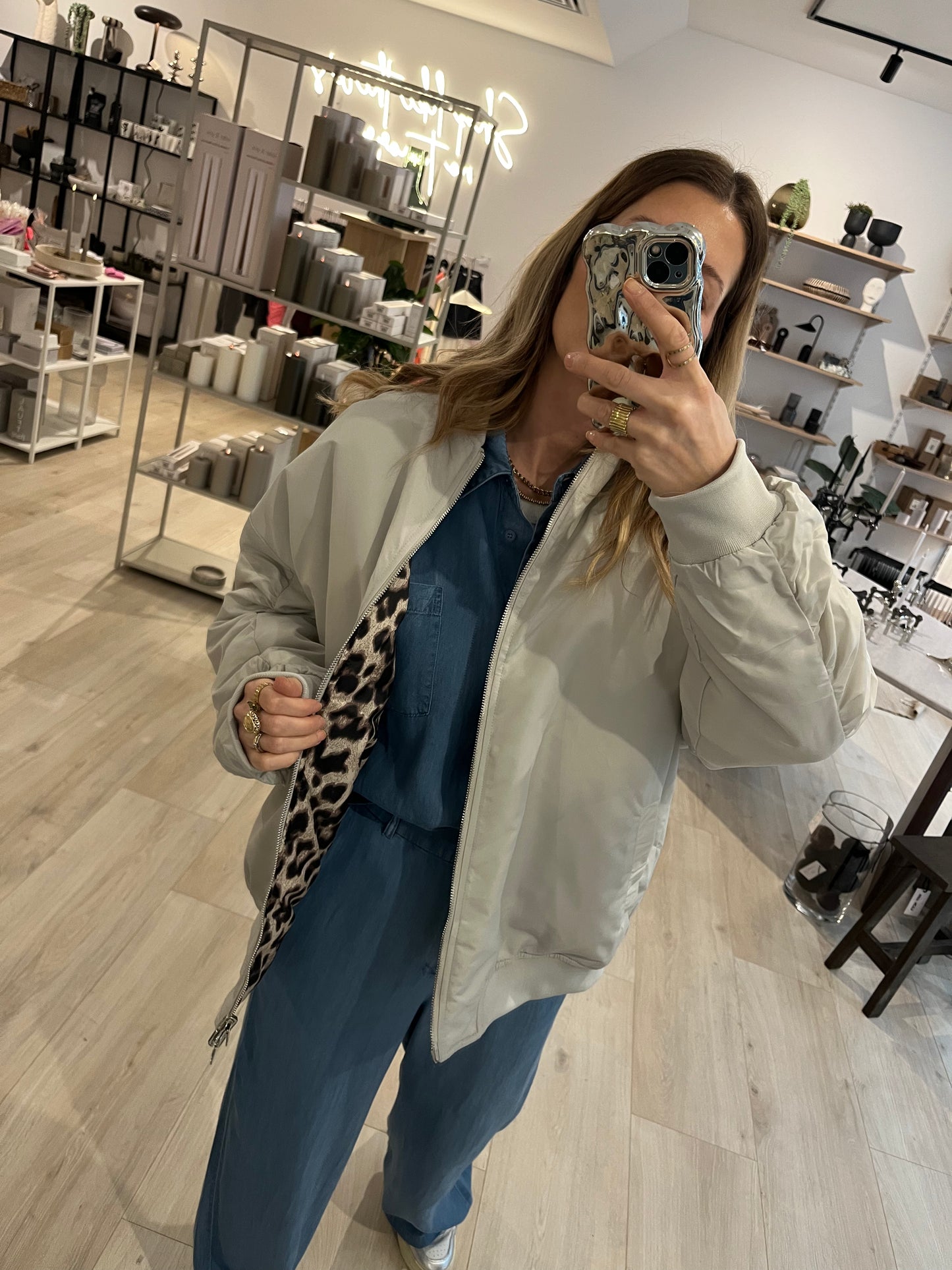 Leo Bomberjacke oversized light grey