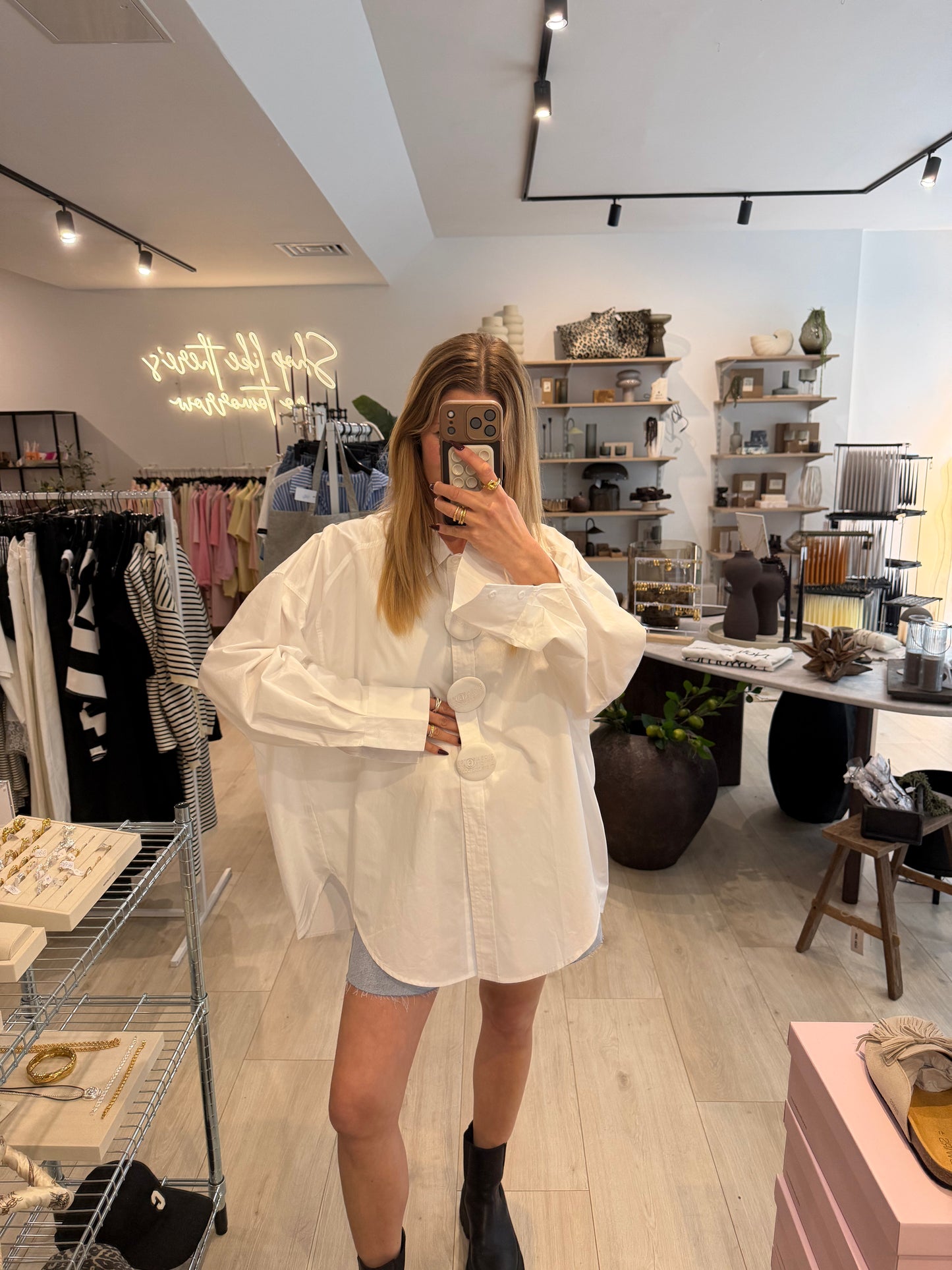 Bluse Button weiß