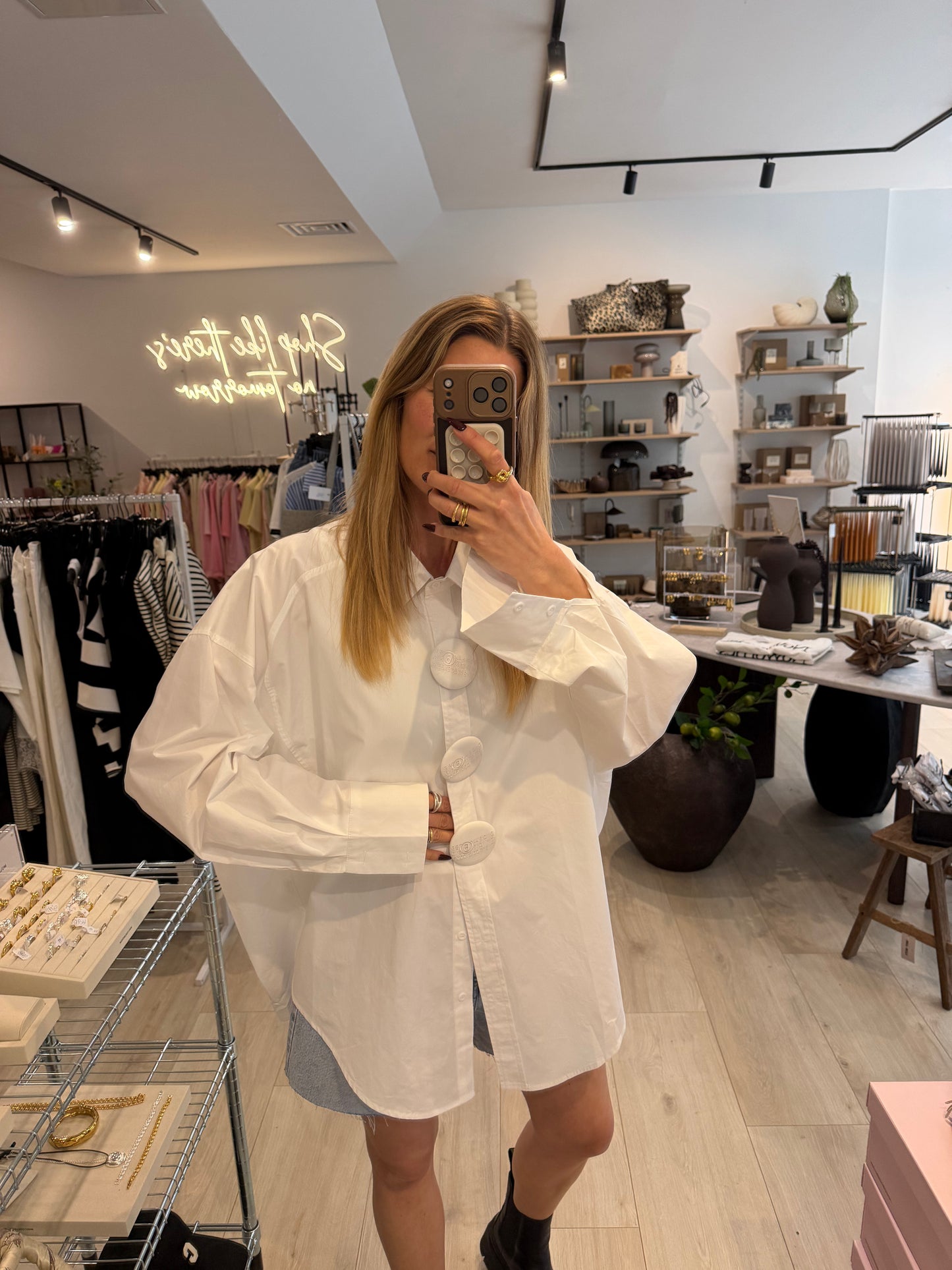 Bluse Button weiß