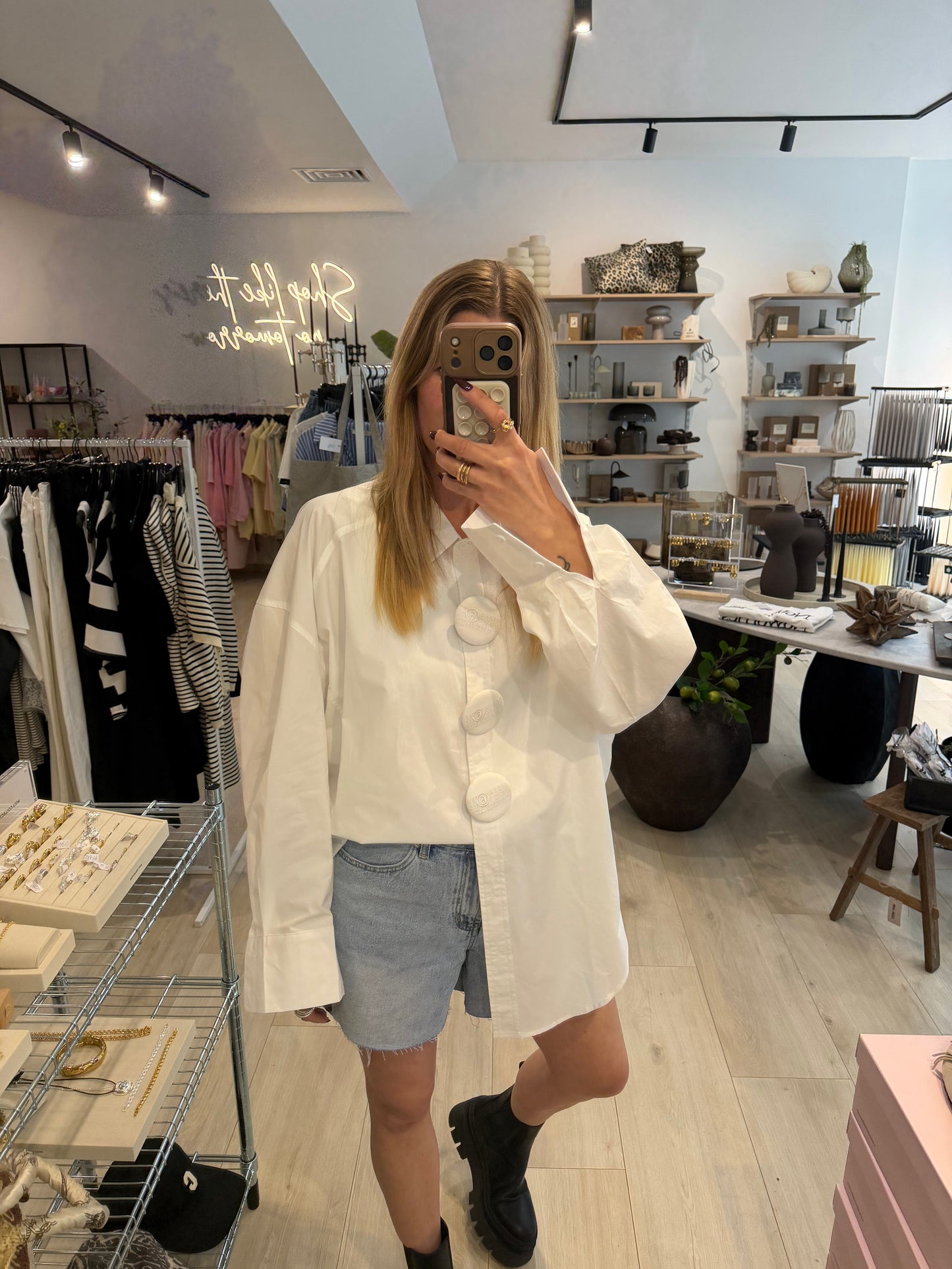 Bluse Button weiß