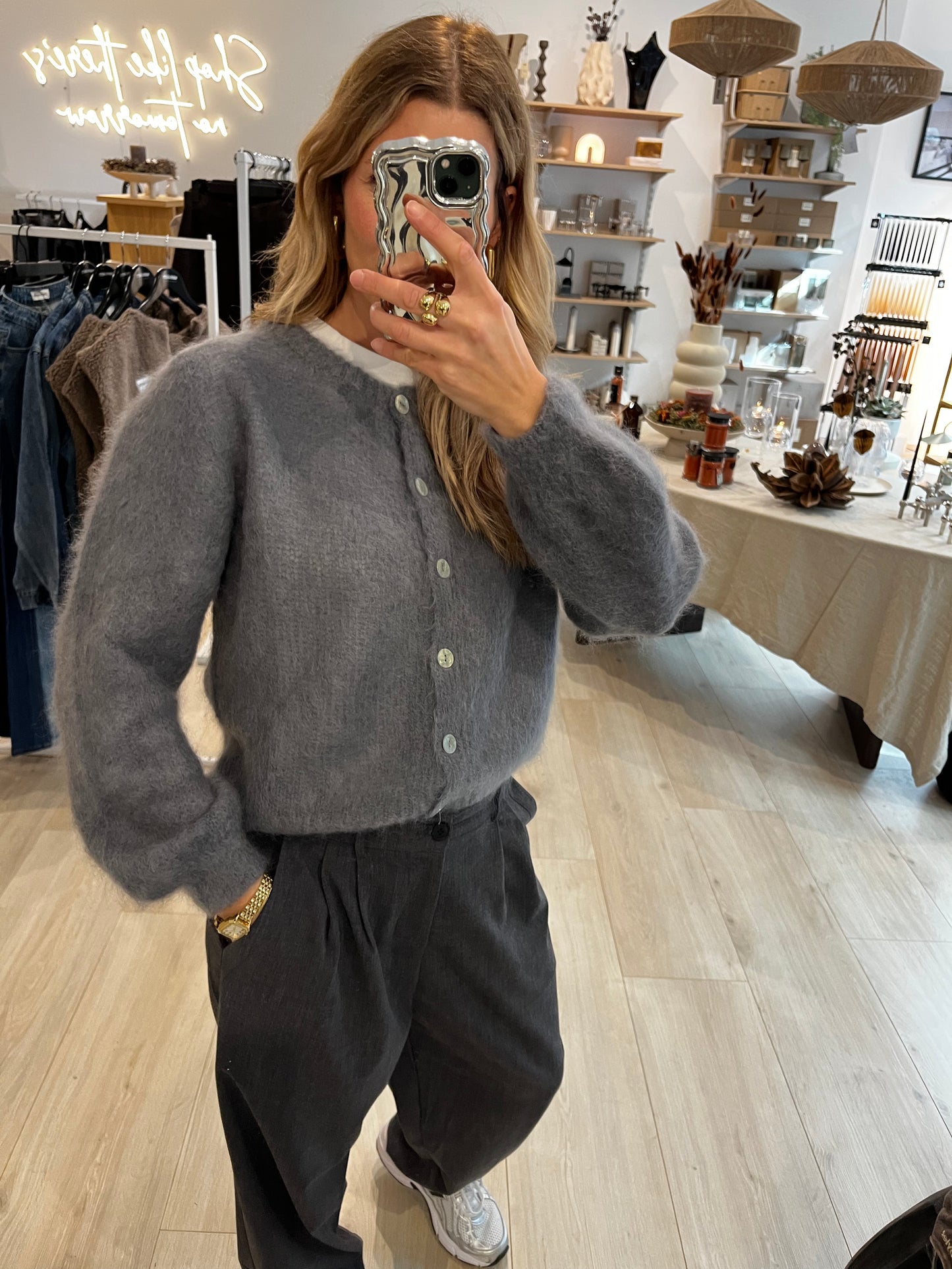 Mohair Cardigan grau