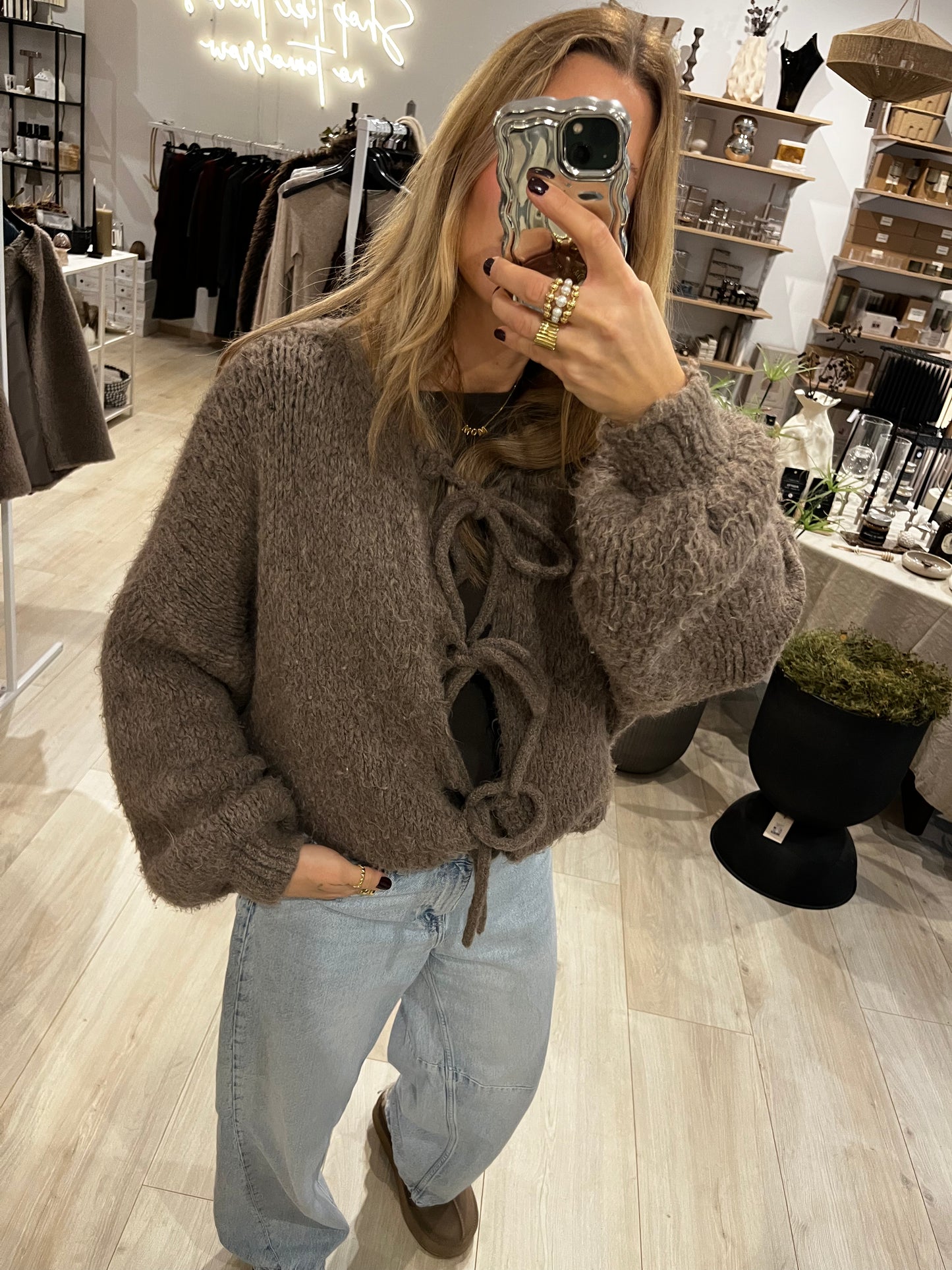 Schleifen Cardigan Schlamm