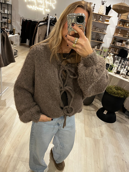 Schleifen Cardigan Schlamm