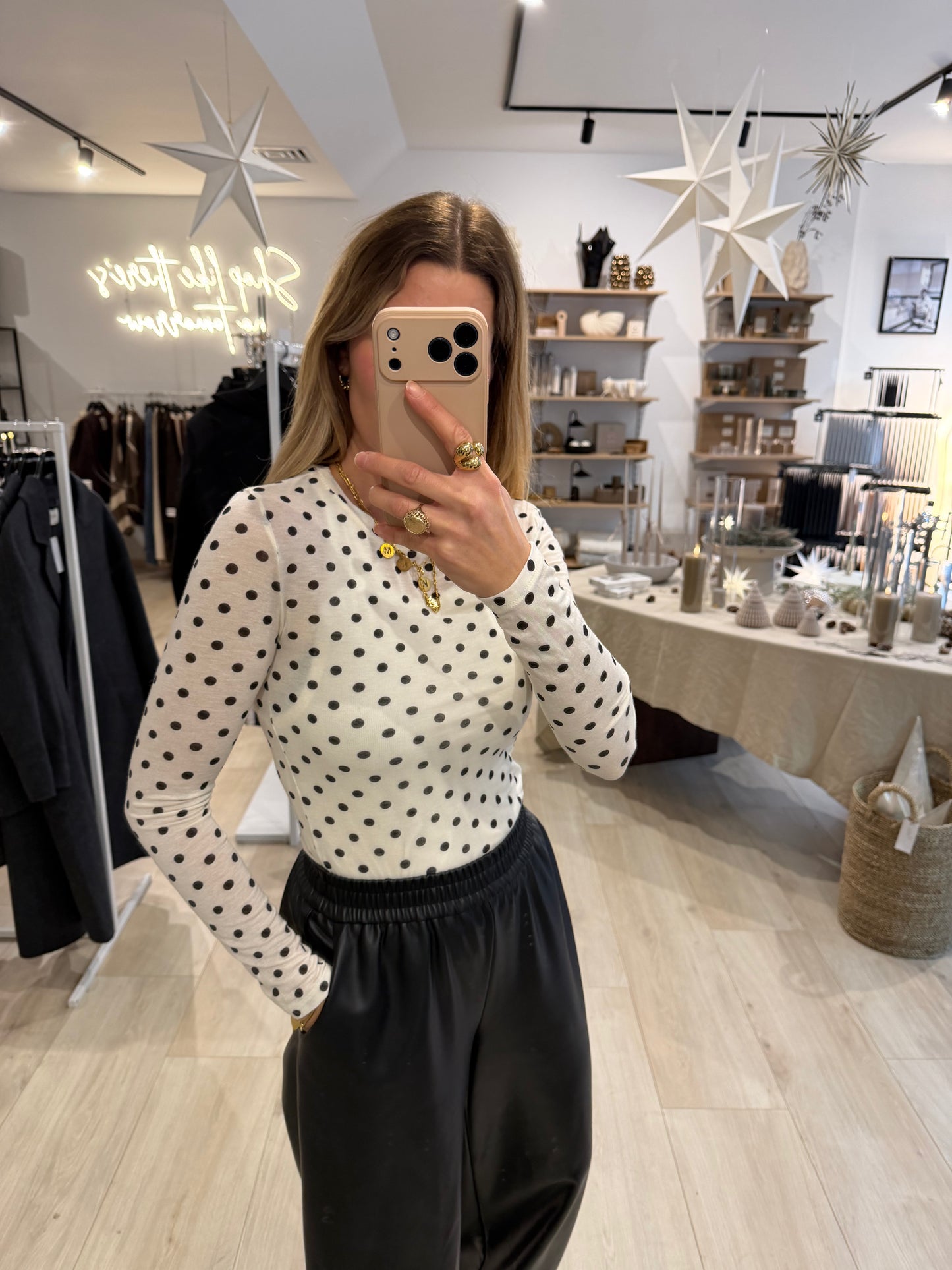 Longsleeve Polka Dots weiß