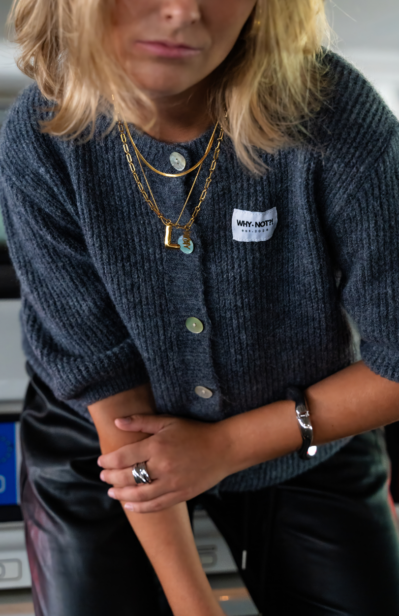 Halbarm Cardigan grau