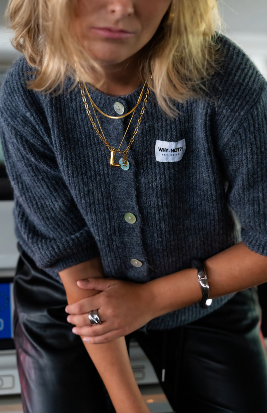 Halbarm Cardigan grau