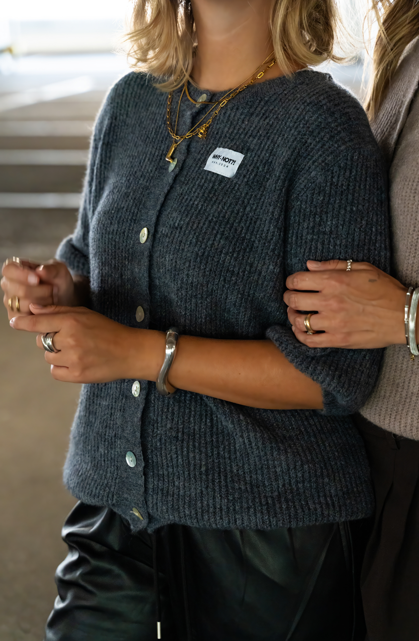 Halbarm Cardigan grau