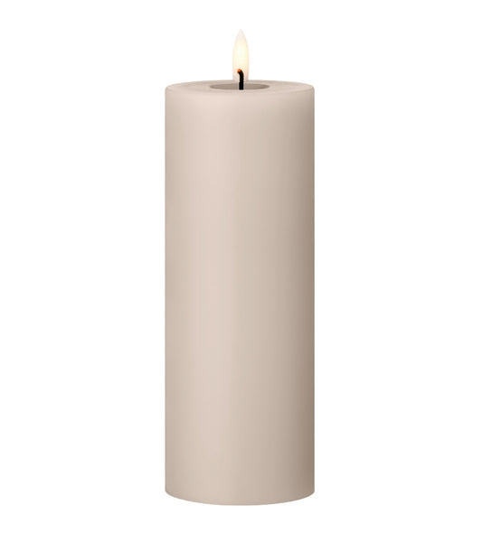 LED Blockkerzen 20cm, ester & erik, Leinengrau #22
