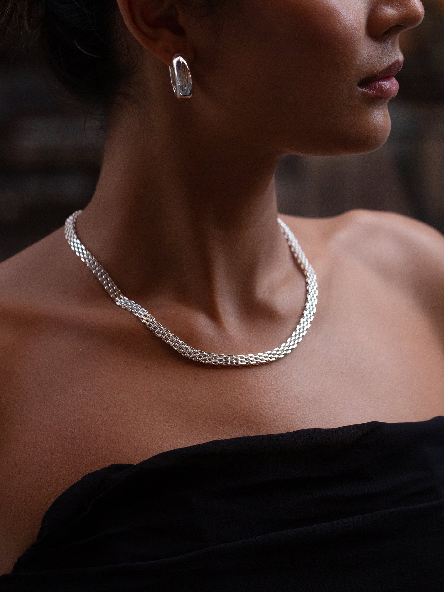 Mesh Link Kette, silber, Muli Collection