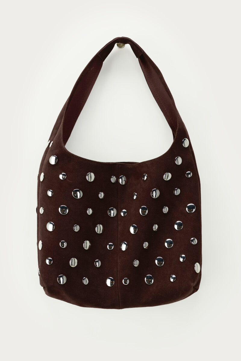 dunkelbraune Tasche mit Nieten