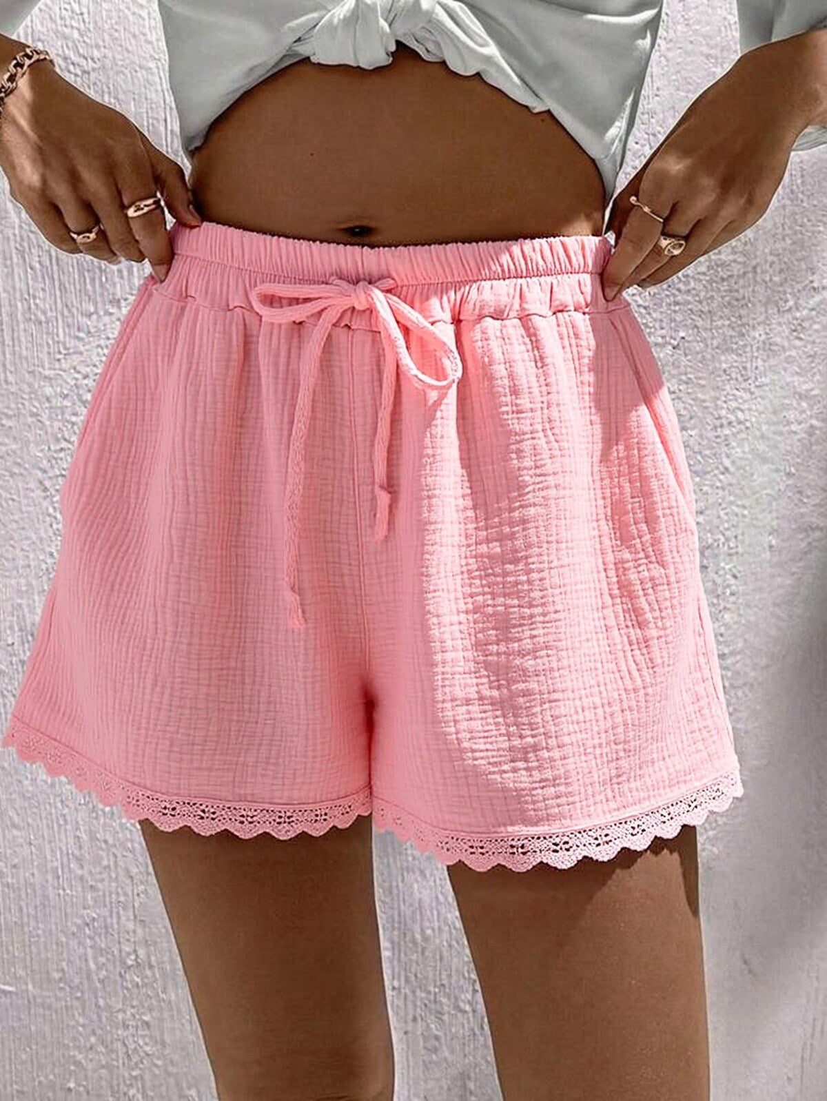 Musselinshorts rosa